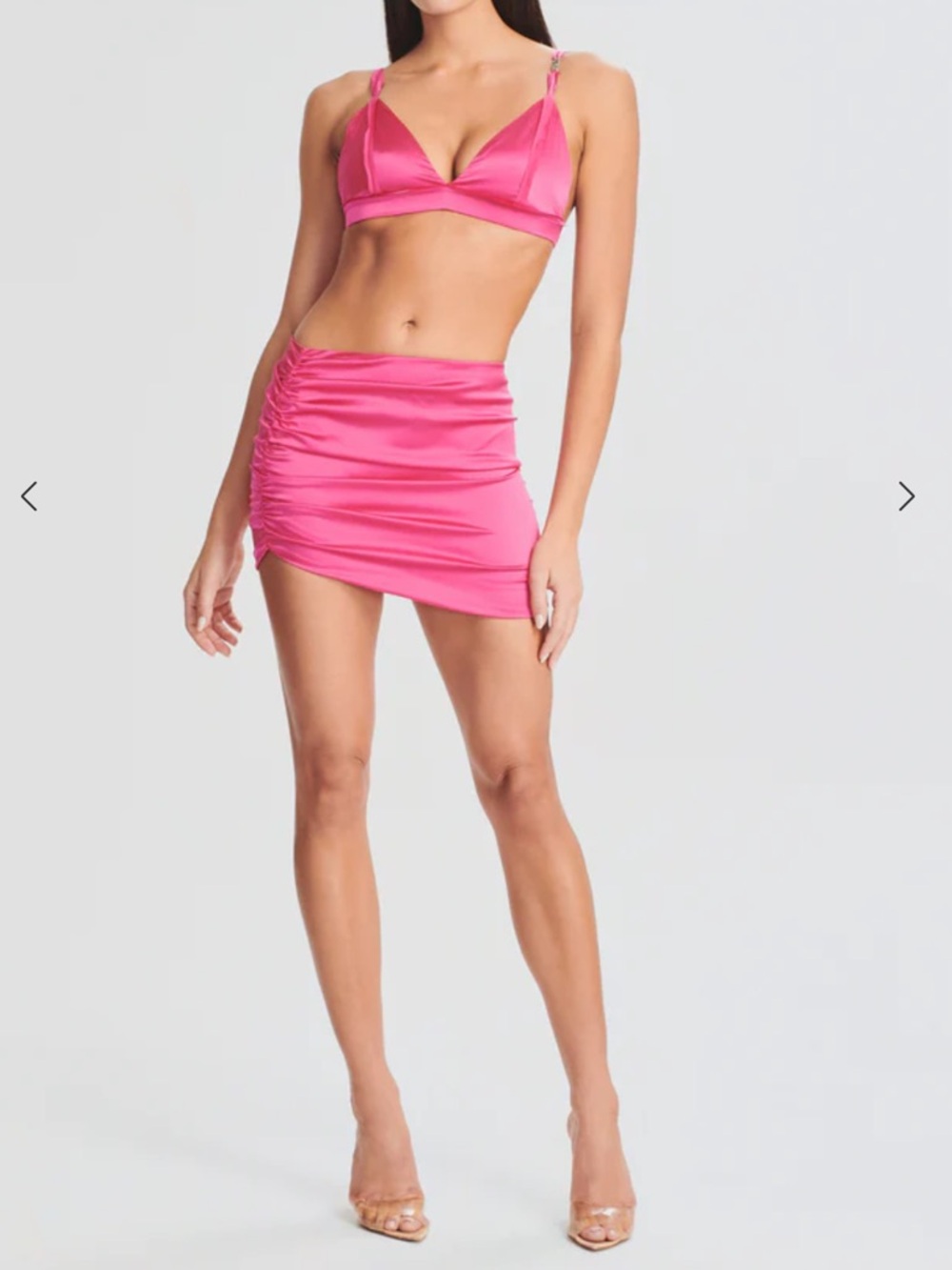 SER.O.YA Fuchsia Satin Ruched Mini Skirt Sold Out